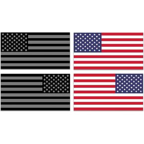 4 Pack | Subdued American USA Flag Stickers | Regular and Inverse | Vinyl Decal for Car Truck Phone (3" x 2" (4 Pack))