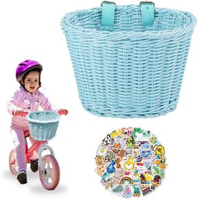 Kid Bike Basket, Girls Bike Basket Front Kids Handlebar, Mini Handlebar Storage Bicycle Basket fits Most Bikes, Beach Cruiser, Stationary Bike, Ebike, Road Bike