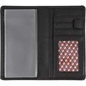Sanlykate Leather Checkbook Cover for Men and Women, RFID Blocking Check Book Case Card Holder with Free Divider, Standard Register Duplicate Checks, Black Grain