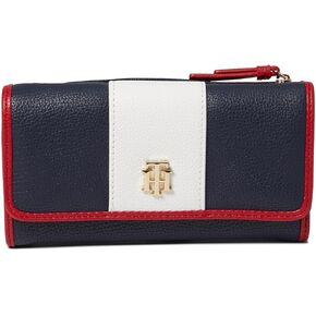 Tommy Hilfiger Womens Chloe II Trifold Wallet Fawn/White Greige/Tommy Navy X-Small