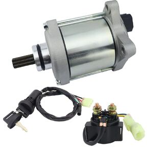 Starter Motor & Solenoid Relay & Ignition Switch for Honda Recon 250 TRX250TE ES TRX250TM FourTrax 2008-2020 31200-HM8-B61, 410-54133, SMU0478