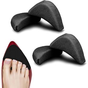 2 Pairs Soft Sponge Adjustable Shoe Filler Breathable Toe Filler Inserts Unisex Big Toe Plug Foot Brace Forefoot Pad Make Shoe Fit Reusable Foam Cushion for Women Girls High Heel Casual (Skin, Black)