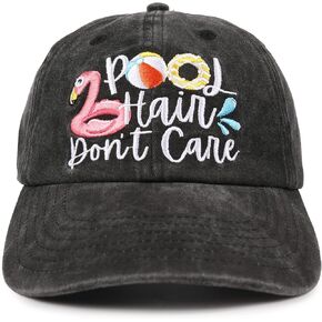 InnoBeta Pool Hair Don't Care Hat, Funny Adjustable Embroidered Pool Decor Baseball Cap for Women Men