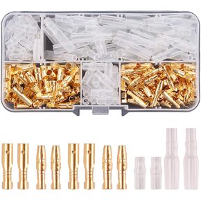 Kinstecks 200PCS 3.9mm Bullet Connectors Kit Brass Bullet Male & Female Wire Terminals Connector with Insulation Cover for Motorcycle Motorbike Car Truck Scooter Boats Electric Instruments