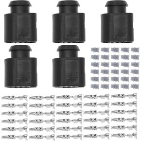 ECSiNG 5PCS 6 Pin Car Sensor Female Connector Socket Repair Kit 1J0973713 with Terminals and Sealing Plugs for Automotive Sensor Applications