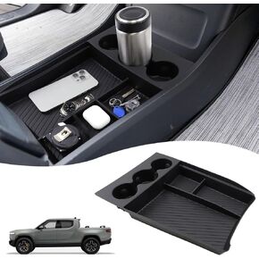 Lower Center Console Organizer Tray Drinking Cup Holder Compatible with 2022-2024 Rivian R1T & R1S Storage Tray Box Interior Accessories