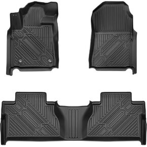Floor Mats Fit Toyota Tundra 2014-2021 (Only for CrewMax Cab), Custom Fit TPE All Weather Front & Rear Row Floor Liner Black