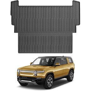 Mixsuper Cargo Liner for Rivian R1S 2022-2025 Cargo Mat Backrest Mat for R1S All Weather Trunk Mat Backrest Mat TPE Back Seat Cover Protector for R1S Accessories