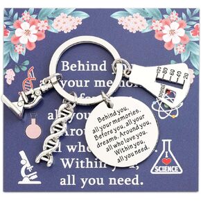 FEELMEM Science Symbol Keychain Behind You All Your Memories Keychain Biology Chemistry Teacher Gift