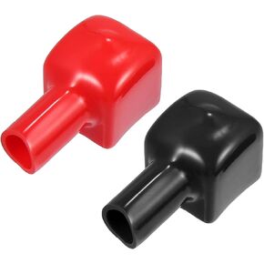 1 Pair Battery Terminal Insulation Covers, 7mm 0.28" Car Battery Post Cap Protection Universal for Motorcycle Truck Marine Durable PVC Red Black