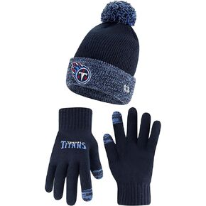 Ultra Game Adults Unisex NFL Official Super Soft Two Tone Winter Beanie Knit Hat With Extra Warm Touch Screen Gloves