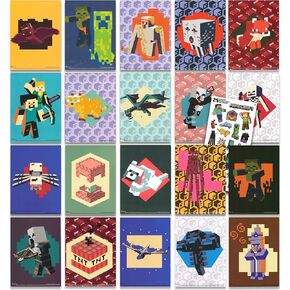 Mini Minecraft Posters for Kids - Minecraft Wall Art Bundle Includes 20 Mini Minecraft Room Posters (4" x 6"), Stickers, More | Minecraft Decorations