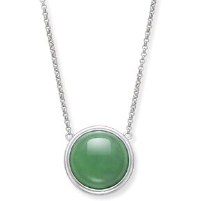 Sterling Silver Natural Jade Necklace for Women