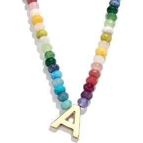 Semi-Precious Block Initial Necklace