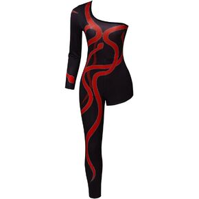 Tay Tay Costume Women Sexy Black One-legged Jumpsuit Halloween Costume Bodysuit