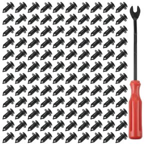 120 PCS Fender Clips, 8mm Plastic Push Rivets with Tool, ATV UTV Push Retainer Clips Fastener for Polaris for Ranger RZR for Can Am for Kawasaki for Teryx for Honda for Pioneer for Suzuki