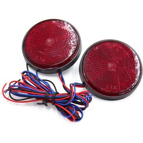 uxcell 2 Pcs Round Shaped Red LED Reflector Tail Brake Light Lamp for Motorcycle