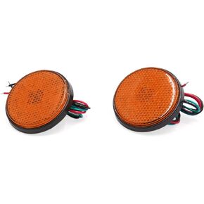 uxcell 2Pcs Red LED Round Motorcycle Scooter Reflector Tail Brake Turn Signal Light Lamp