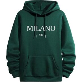 SweatyRocks Men's Casual Letter Print Hoodie Long Sleeve Drawstring Pullover Sweatshirt
