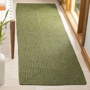 SAFAVIEH Braided Collection 2'6" x 5' Green BRD315A Handmade Country Cottage Reversible Area Rug