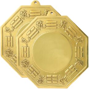 Garneck 2pcs Pure Copper Bagua Mirror Traditional Feng Shui Ornament Concave Bagua Mirror Exorcism Mirror Zen Wall Convex Mirror Feng Shui Convex Bagua Home Adornment Golden Mirror Indoor