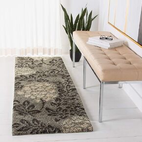 SAFAVIEH Florida Shag Collection Area Rug - 5'3" x 7'6", Smoke & Dark Brown, Floral Design, Non-Shedding & Easy Care, 1.2-inch Thick Ideal for High Traffic Areas in Living Room, Bedroom (SG456-7928)