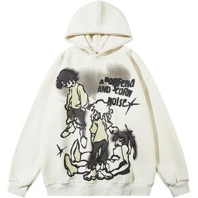 COOLMONAR Womens Carton Graphic Hoodie Streetwear Print Causal Loose Oversized Pullover Hooded Sweatshirts