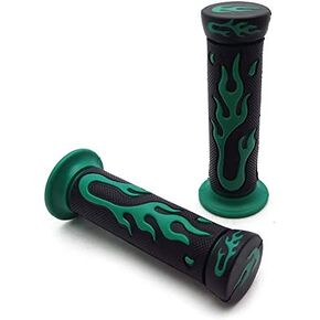 XKMT- Sport Bike Dirt Bike Flame Gel Style H Grips Green Compatible With APRILLIA Bimmer DUCATI KAWASAKI SUZUKI Polaris Suzuki Offroad (7/8" BOTH SIDE) [P/N: XH4067-GREEN-22]
