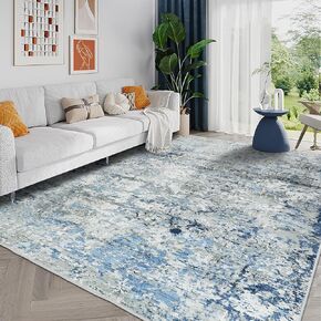 8x10 Area Rugs for Living Room,Anti-Slip Backing Washable Rug,Stain Resistant Modern Abstract Large Area Rug,Ultra-Thin Room Decor Rugs (Blue/Deepskyblue,8'x10')
