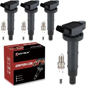 UF333 Ignition Coil Pack & Iridium Spark Plugs Compatible with Toyota Camry Corolla Highlander Matrix RAV4 Solara Lexus HS250h Scion XB TC 2.4L L4 2001-2015 UF333 Coil Pack Sets of 4