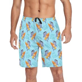 Men's Pajama Shorts Cartoon Snowman Sleep Shorts for Men Pajama Bottom Pants with Drawstring & Pockets S