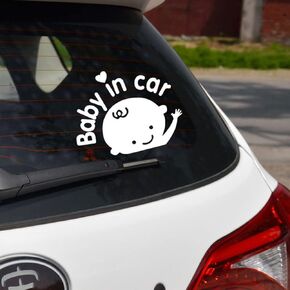 2 Pcs 5.12 x 6.3 Inch White Baby in Car Stickers Reflective Warning Stickers for Car