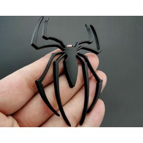 3D Spider Chrome Emblems Badges Sticker Silvery for Universal Car Vehicle, Truck, Motorcycle, RV, Scooter, SUV, Door, Window 2 Pcs (Black 2pcs-B0BN5SXXD1)