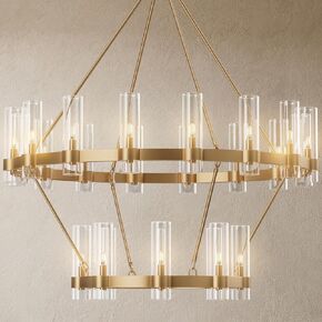30-Lights Gold Chandelier,Wagon Wheel Chandelier with Glass Shade,60 Inch Large Round Industrial High Ceilings Pendant Lighting Fixture for Dining Room, Living Room, Kitchen Island, Foyer
