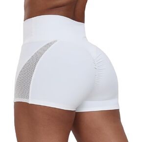 Butt Shorts Mesh Patchwork Workout Yoga Short High Waist Scrunch Leggings Pants