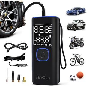 Tire Inflator Portable Air Compressor, 20000mAh &12V DC Dual Power, 150PSI Auto Air Pump for Car Tires, Motorcycle, Bike, Ball, Electric Bike Tire Pump with Pressure Gauge, LED Light
