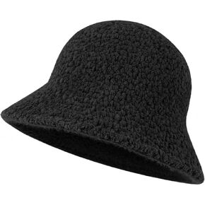 GADIEMKENSD Winter Plush Bucket Hat - Faux Fur Warm Bucket Hat, Reversible Design