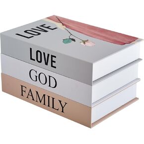 Decorative Books for Coffee Table - Stack - Fake Book Decor - 3 Books for Decor - Decorative Book Decor Set - Love God Family - Book Decor Aesthetic - Decorative Books for Shelves - Coffee Table Book