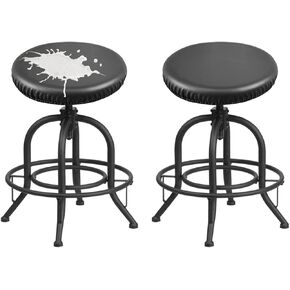 Waterproof Bar Stool Covers Round PU Leather Stool Covers Bar Stool Seat Covers Slipcover Washable Stool Cushion Covers with Elastic Bands(4 Pack, Yellow)