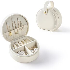 CASEGRACE Small Travel Jewelry Case, Portable Jewelry Organizer Box for Necklace Rings Earrings, Travel Essentials Jewelry Storage for Women Girls, Green
