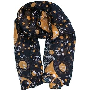 Musical Notes Scarf - Music Teacher Christmas Gift, Brown
