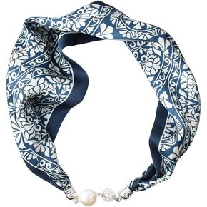 Silk Felling Magnetic Buckle with Rhinestone Small Neckerchief Clavicle Collar Headpiece Pendant Scarf for Women