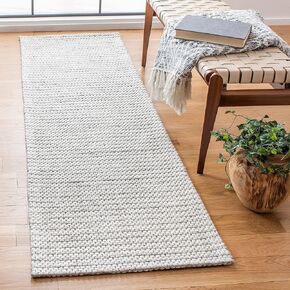 SAFAVIEH Marbella Collection Runner Rug - 2'3" x 6', Light Grey & Ivory, Flat Weave Wool Design, Ideal for High Traffic Areas in Living Room, Bedroom (MRB392F)