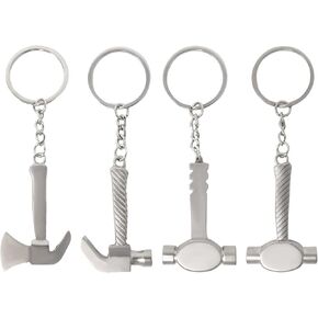 Honbay 4PCS Metal Hammer Keychains Mini Claw Hammer Shaped Key Ring Keyfob for Bag Purse Wallet Cellphone or Car Pendant