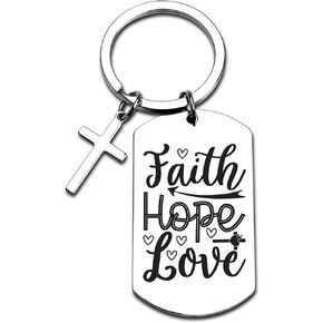 Inspirational Scripture Keychain with Cross - Artistic Bible Verse Key Chain and Religious Gift for Christian