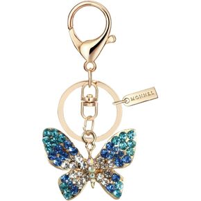 Bling Blue Crystal Butterfly Design Keychain Creative Packaging With Velvet Bag MZ835-3