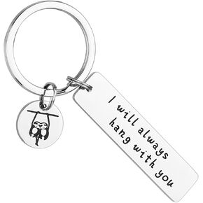 Sloth Gifts Keychain Sloth Jewelry Funny Sloth Themed Keychain Gifts for Women Girls I Will Always Hang with You Sloth Lover Keyring Sloth Kechain