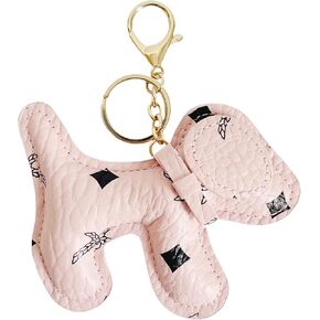 QTMY Cute Leather Puppy Keychain Keyring for Women,Purse Bag Charms for Handbags Backpack,242