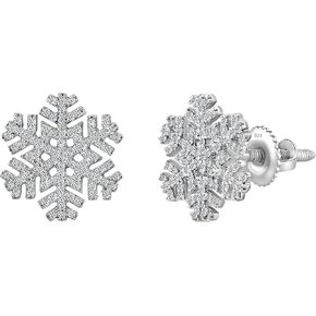 Dazzlingrock Collection 0.35 Carat (ctw) Round White Diamond Snowflake Stud Earrings for Women in 925 Sterling Silver