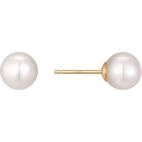 XYJZXY Pearl Stud Earrings for Women Round White Pearl Earrings